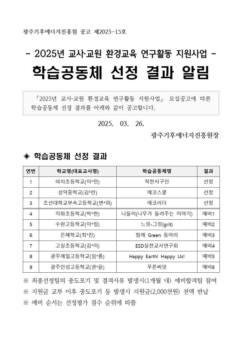 선정 결과